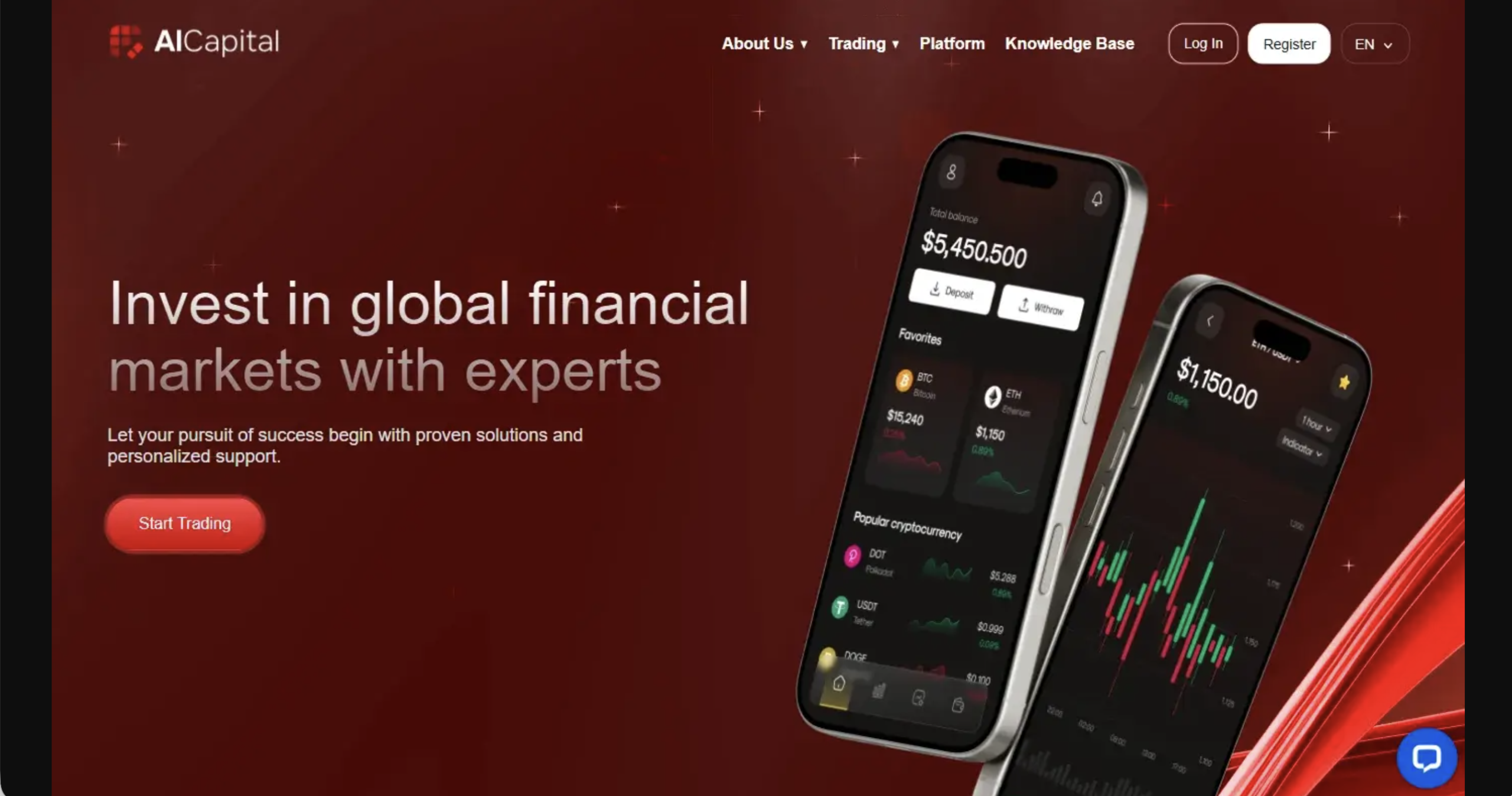 Screenshot of the fraudulent trading platform Alcapital, showcasing its misleading marketing.