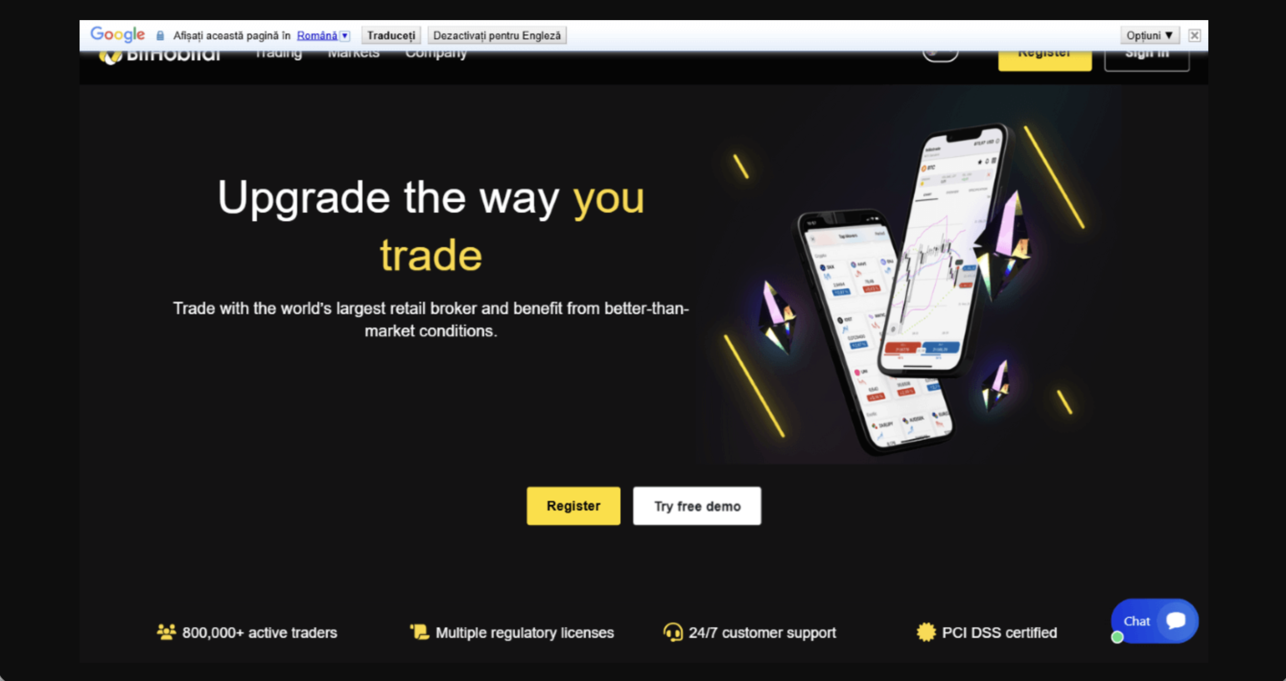 Screenshot of the fraudulent trading platform BidHobital, showcasing its misleading marketing.