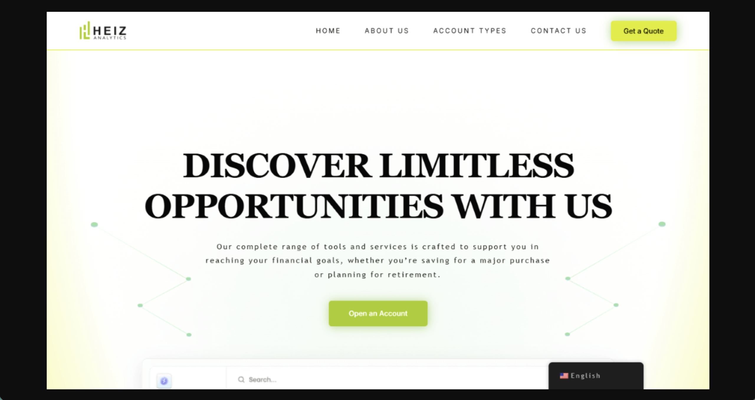 Screenshot of the fraudulent trading platform Heiz Analytics, showcasing its misleading marketing.