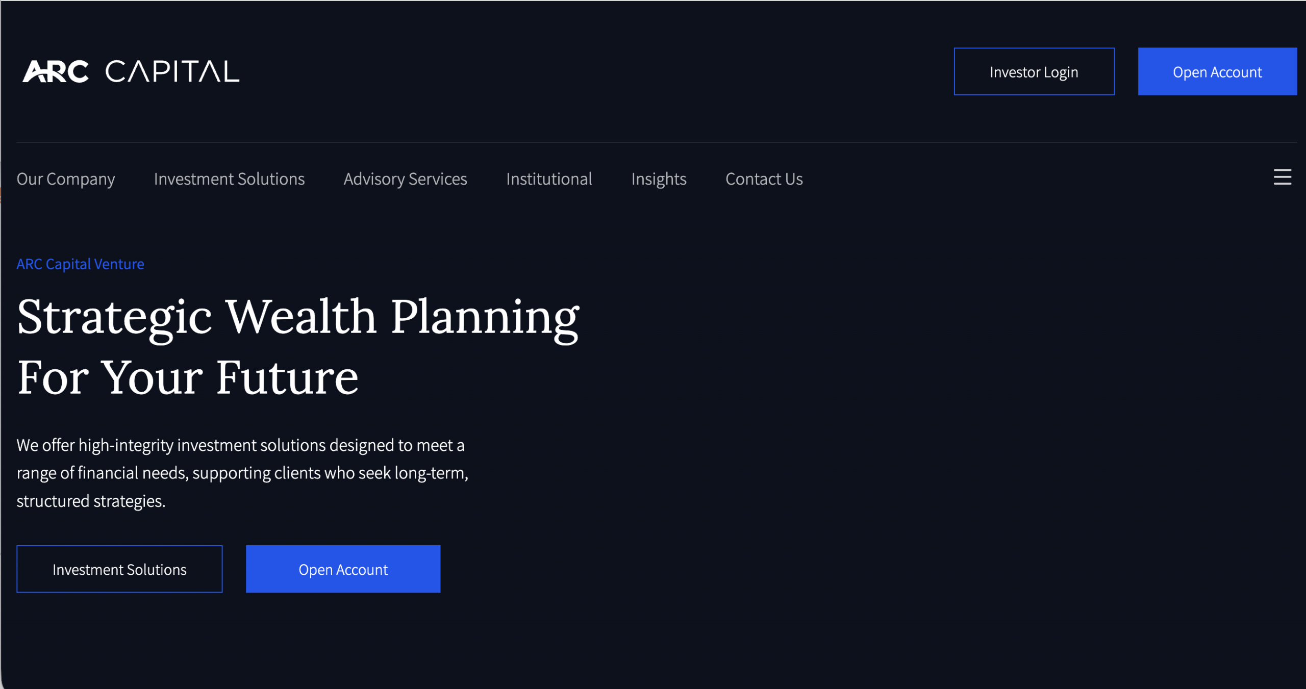 Screenshot of the fraudulent trading platform Arc Capital, showcasing its misleading marketing. 