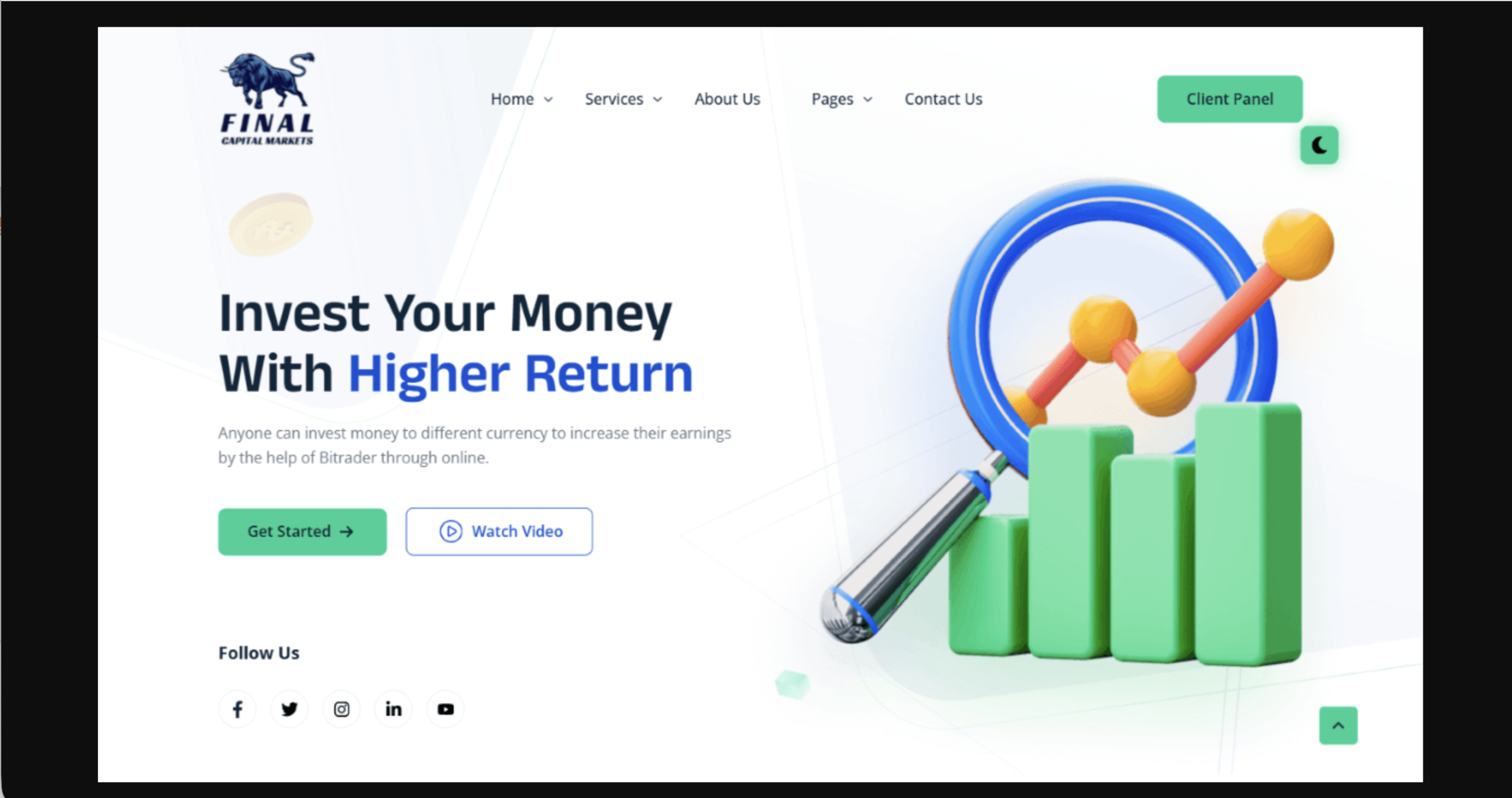 Screenshot of the fraudulent trading platform Finalcmarket, showcasing its misleading marketing.