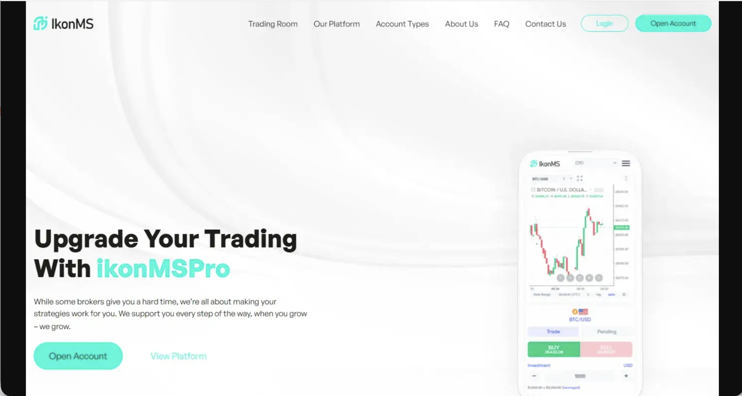 Screenshot of the fraudulent trading platform ikonMSPro, showcasing its misleading marketing.