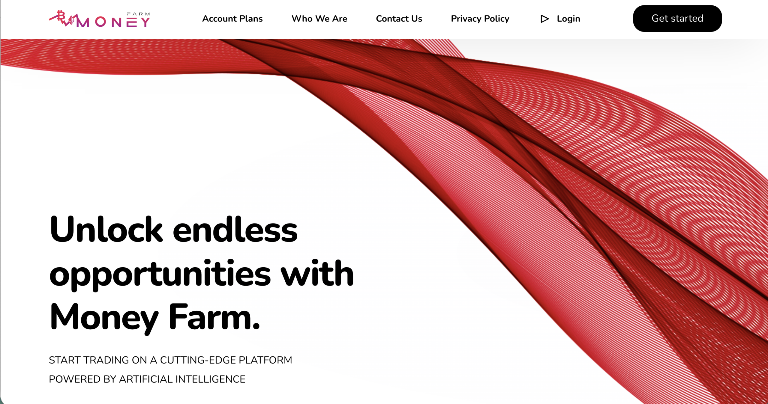 Screenshot of the fraudulent trading platform Money Farm Ltd, showcasing its misleading marketing.