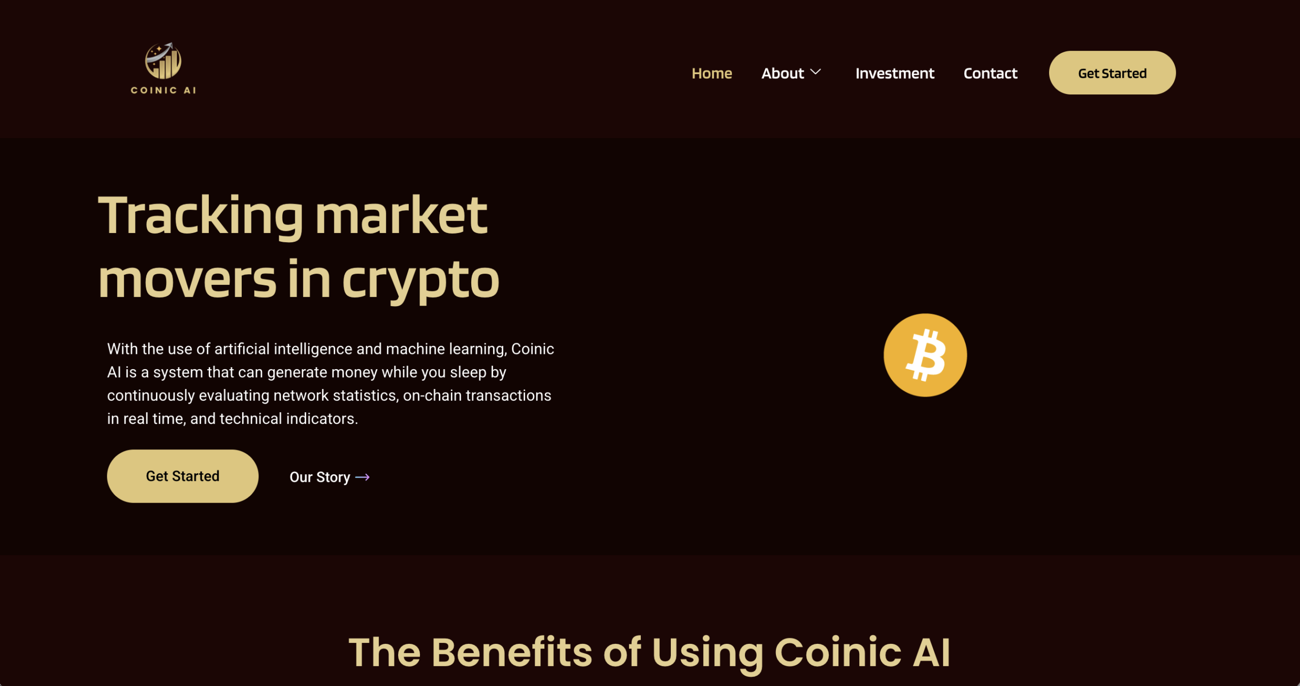 Screenshot of the fraudulent trading platform Coinic AI, showcasing its misleading marketing.