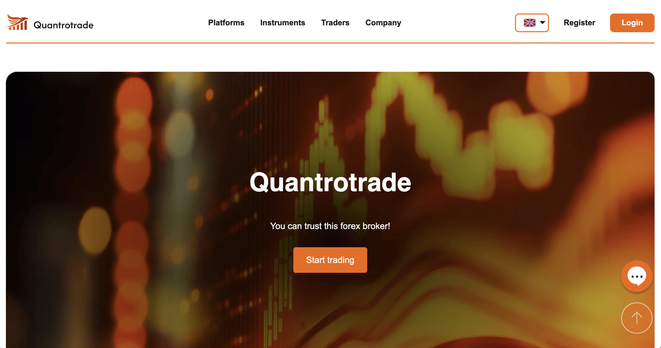 Screenshot of the fraudulent trading platform Quantrotrade, showcasing its misleading marketing.