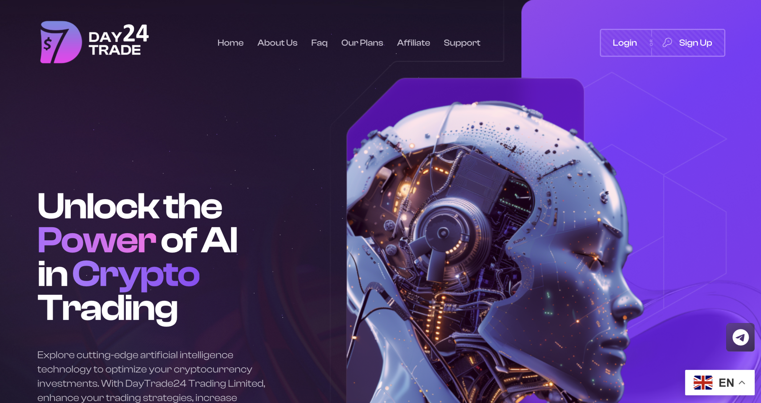 Screenshot of the fraudulent trading platform DayTrade24, showcasing its misleading marketing.