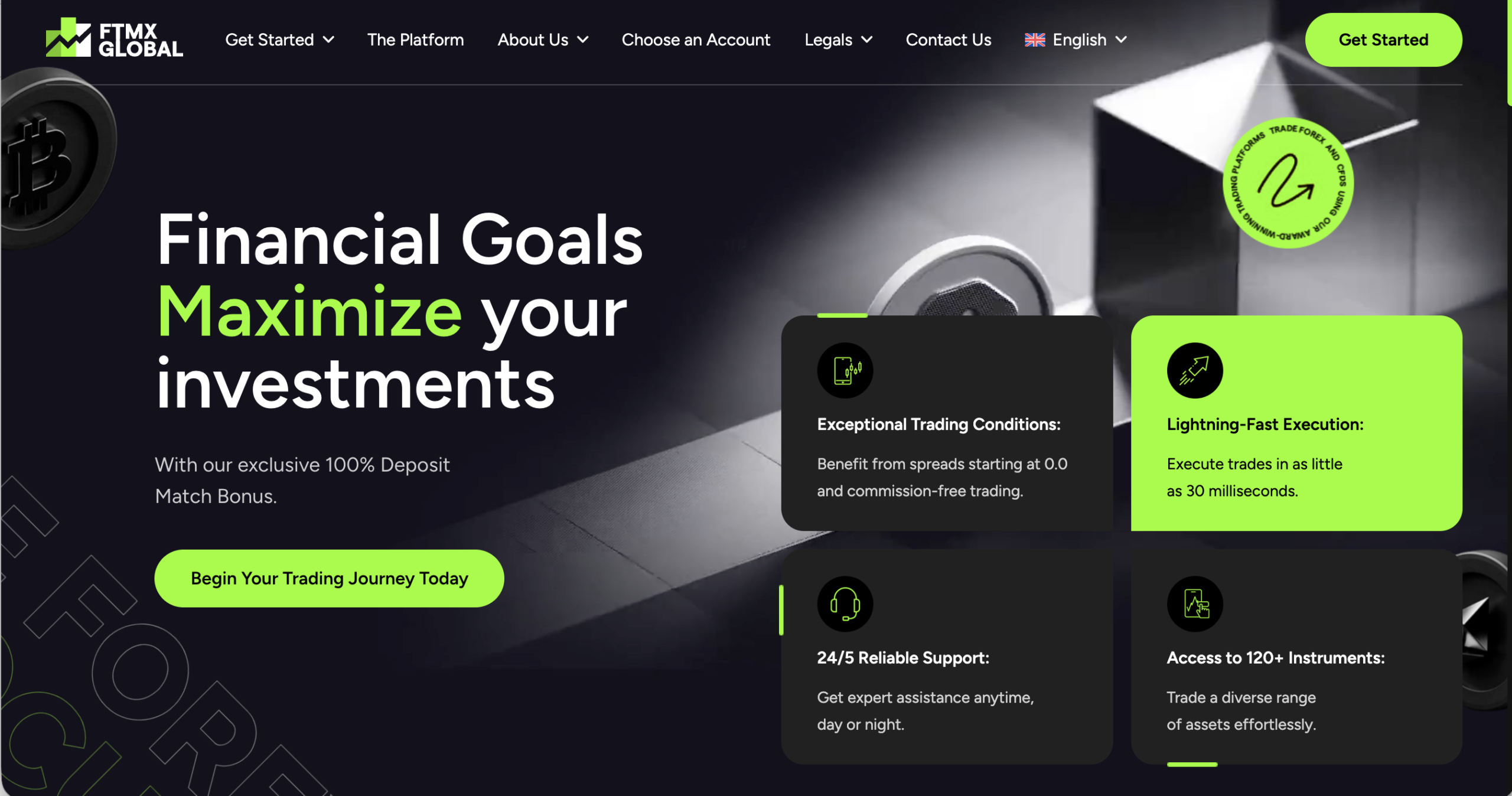 ftmxglobal.com Screenshot of the fraudulent trading platform FTMX Global, showcasing its misleading marketing.