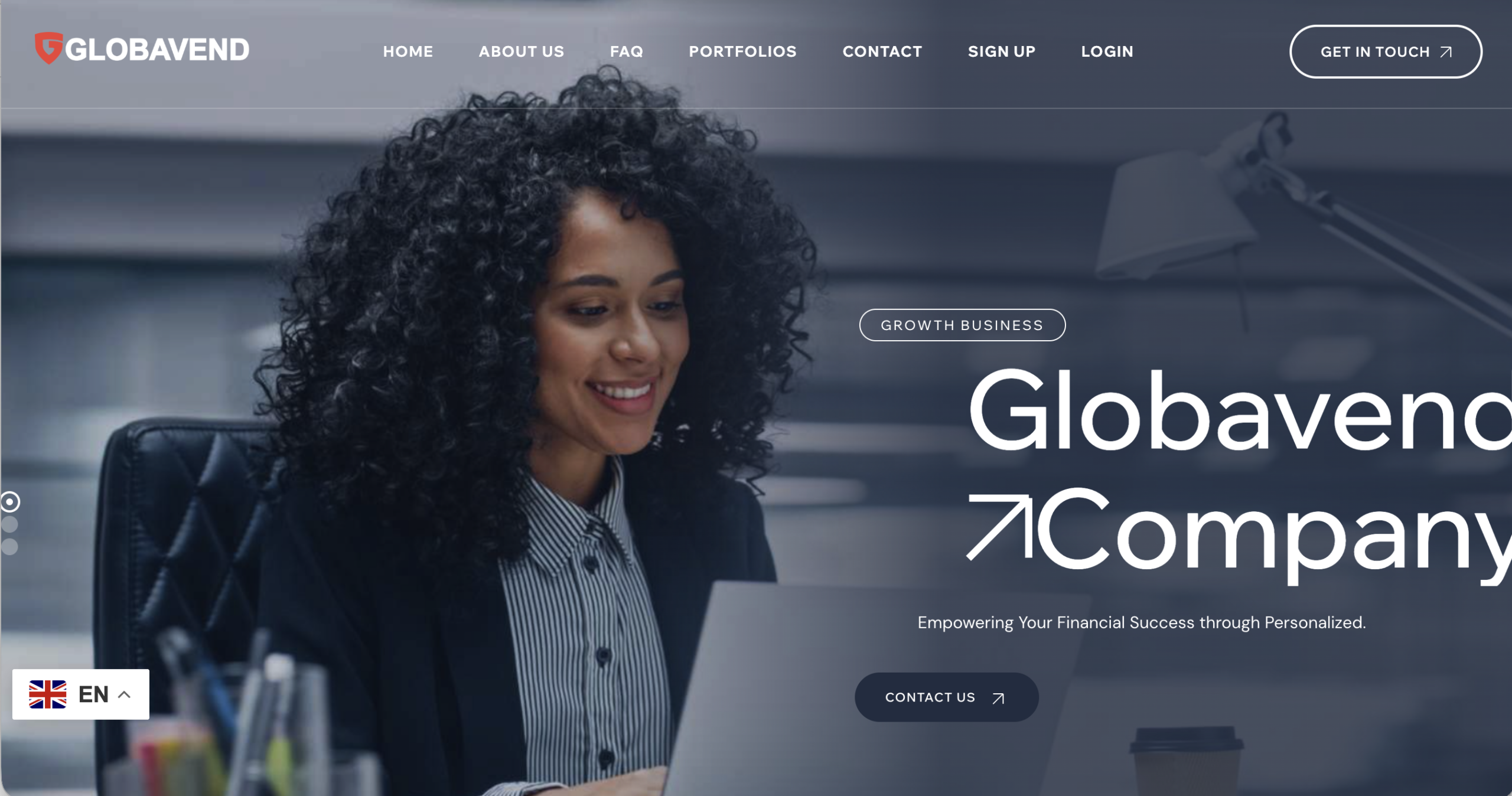 Screenshot of the fraudulent trading platform Globavend Investment, showcasing its misleading marketing.