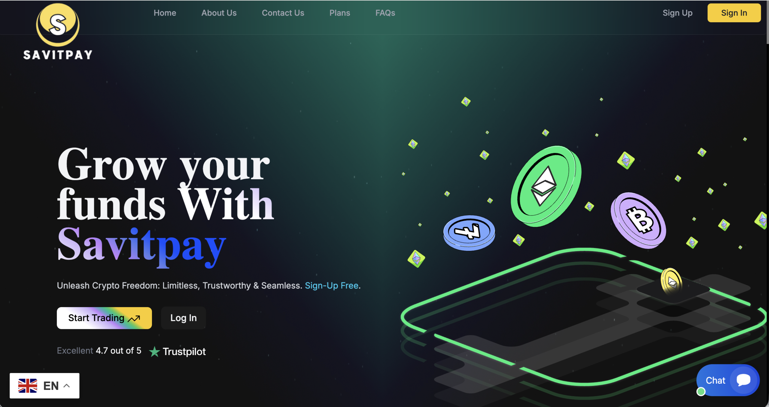 Screenshot of the fraudulent trading platform Savitpay, showcasing its misleading marketing.