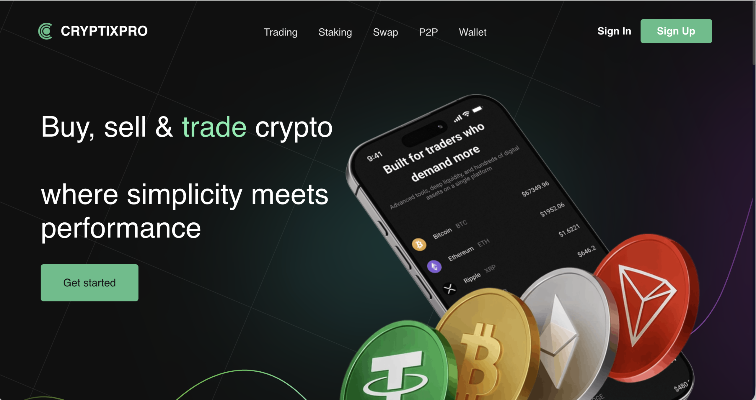 cryptixpro.com Screenshot of the fraudulent trading platform Cryptixpro, showcasing its misleading marketing.