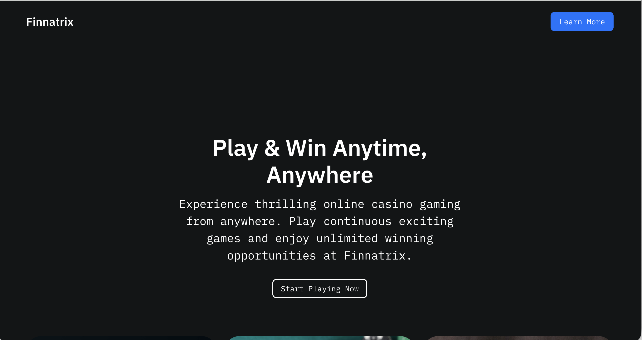 Screenshot of the fraudulent trading platform Finnatrix, showcasing its misleading marketing.