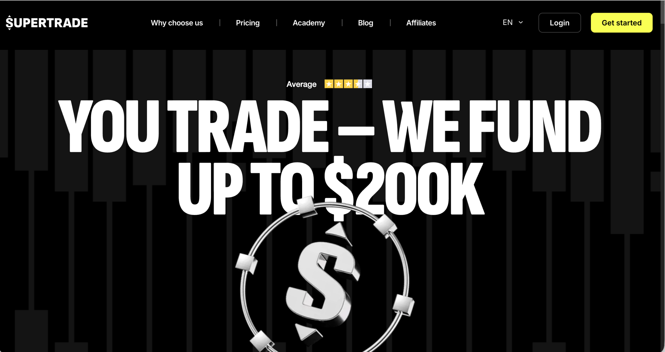 Screenshot of the fraudulent trading platform SuperTrade, showcasing its misleading marketing.