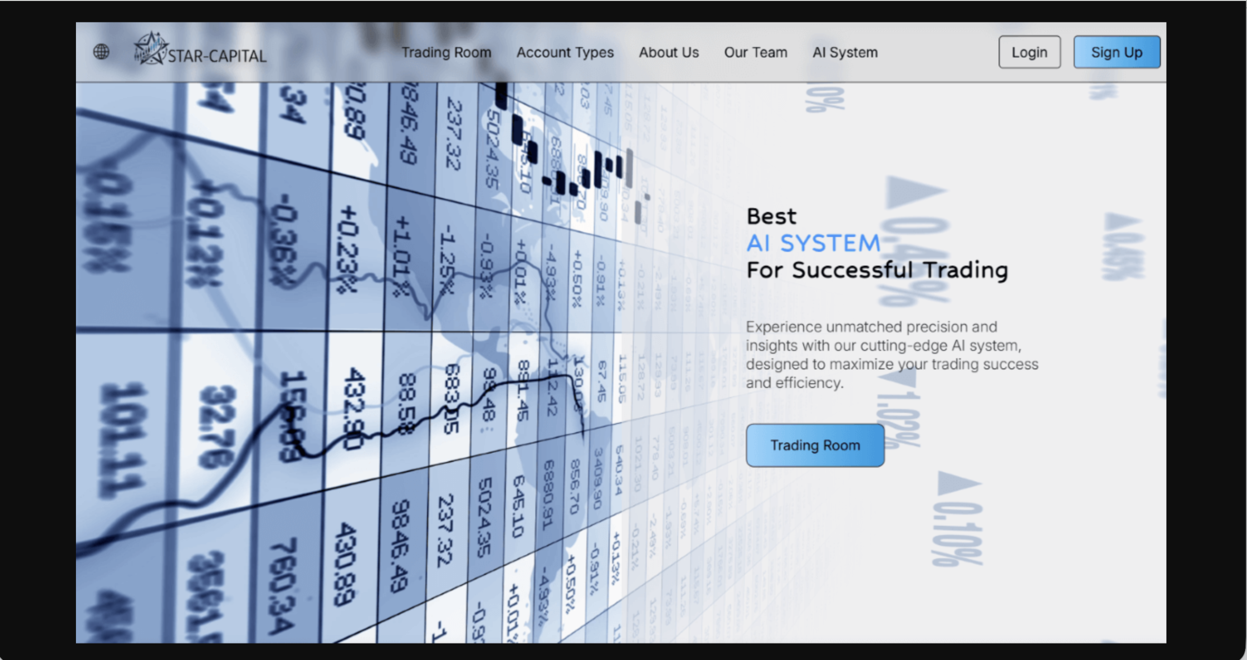 Screenshot of the fraudulent trading platform STAR Capital LLC, showcasing its misleading marketing.
