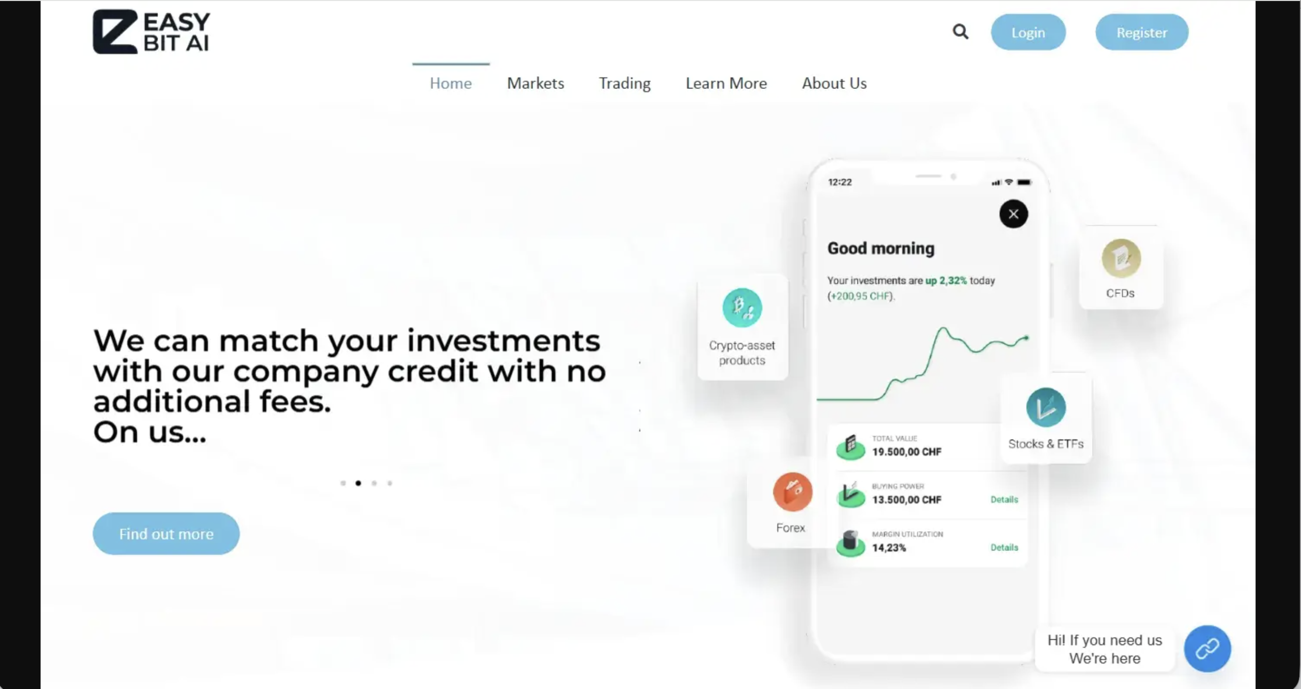 Screenshot of the fraudulent trading platform EasyBit, showcasing its misleading marketing.