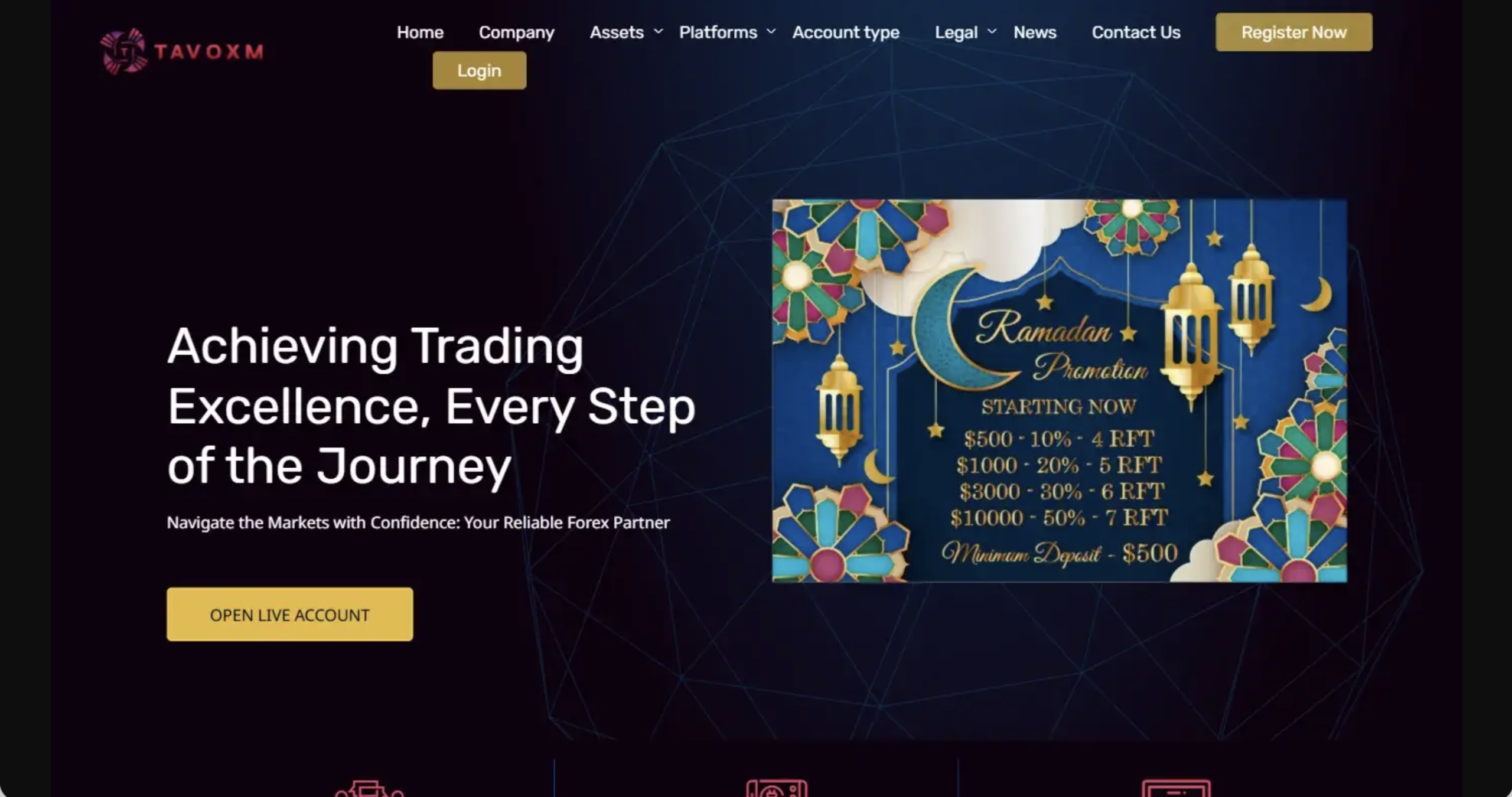 tavoxm.com Screenshot of the fraudulent trading platform TavoXM, showcasing its misleading marketing.