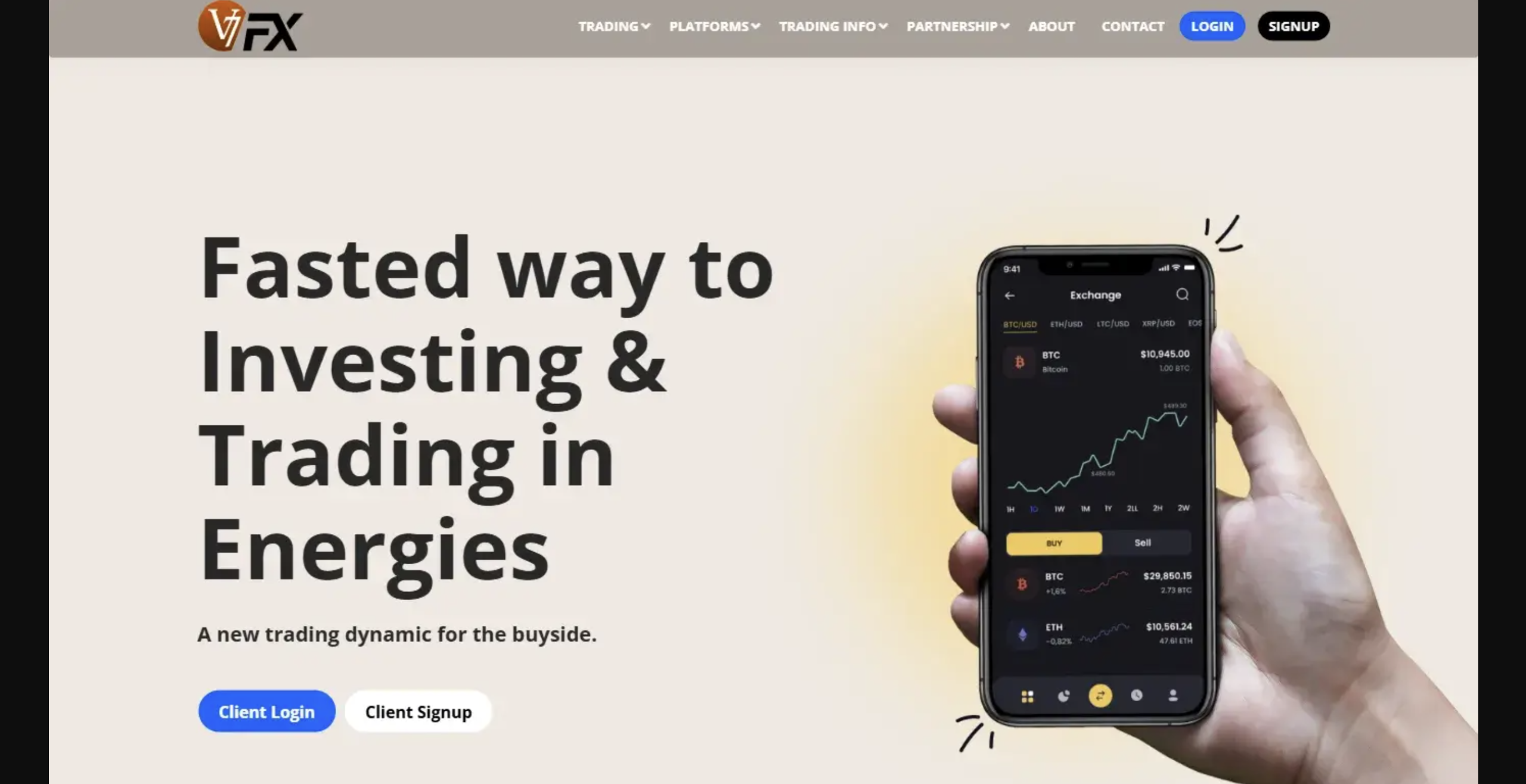 Screenshot of the fraudulent trading platform V7FX, showcasing its misleading marketing.