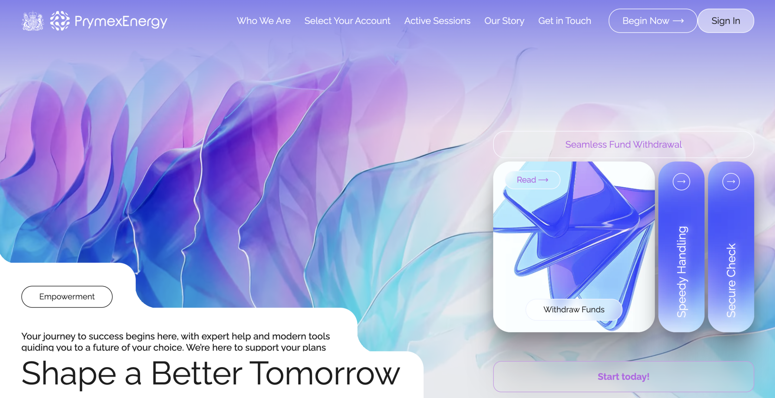 Screenshot of the fraudulent trading platform PrymexEnergy, showcasing its misleading marketing.