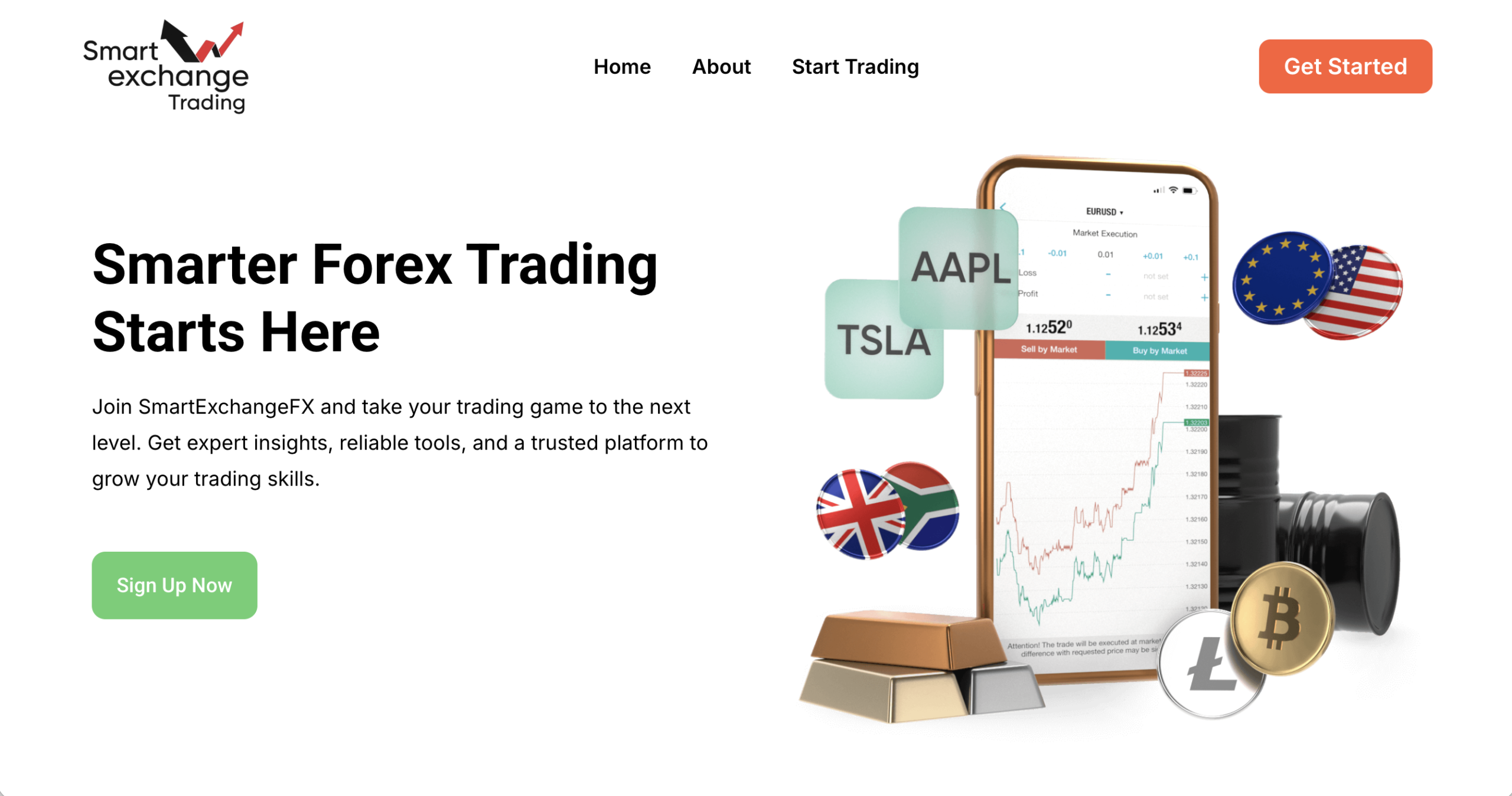 smartexchangefx.com Screenshot of the fraudulent trading platform Smartexchangefx, showcasing its misleading marketing.