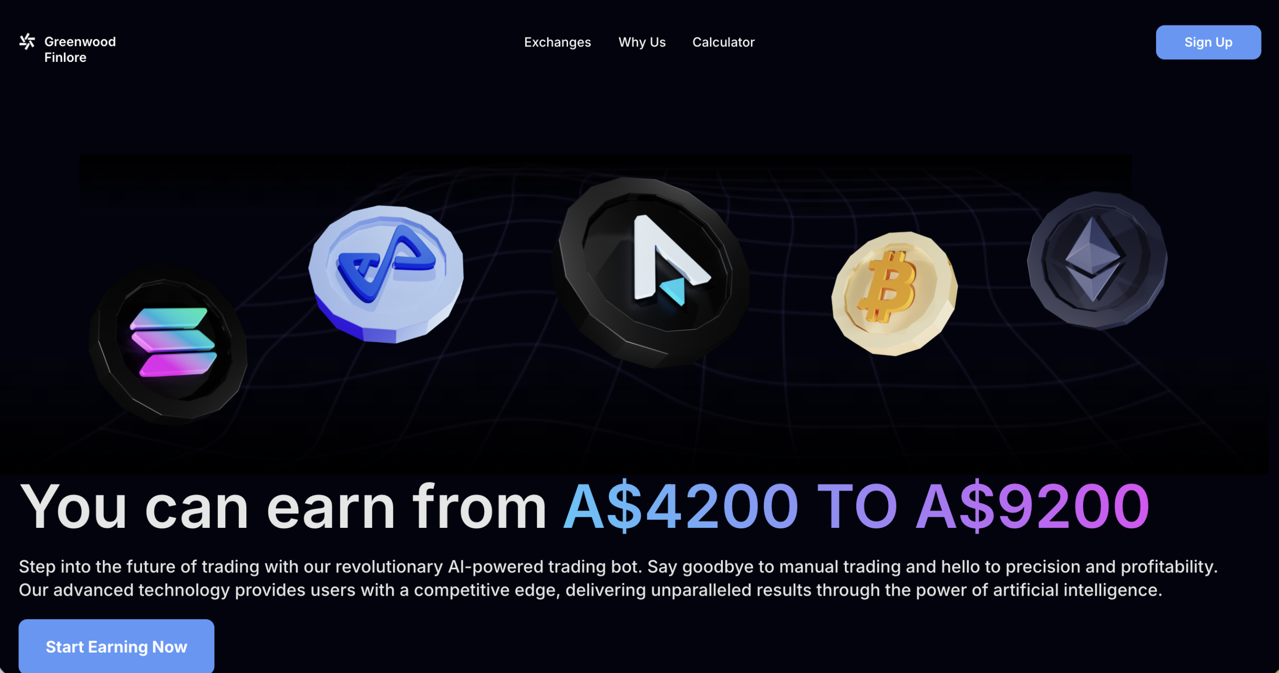 ausnews.info Screenshot of the fraudulent trading platform Aura Finelyra, showcasing its misleading marketing.