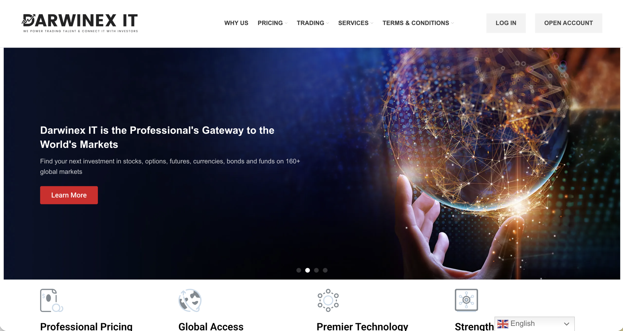Screenshot of the fraudulent trading platform Darwinex IT, showcasing its misleading marketing.