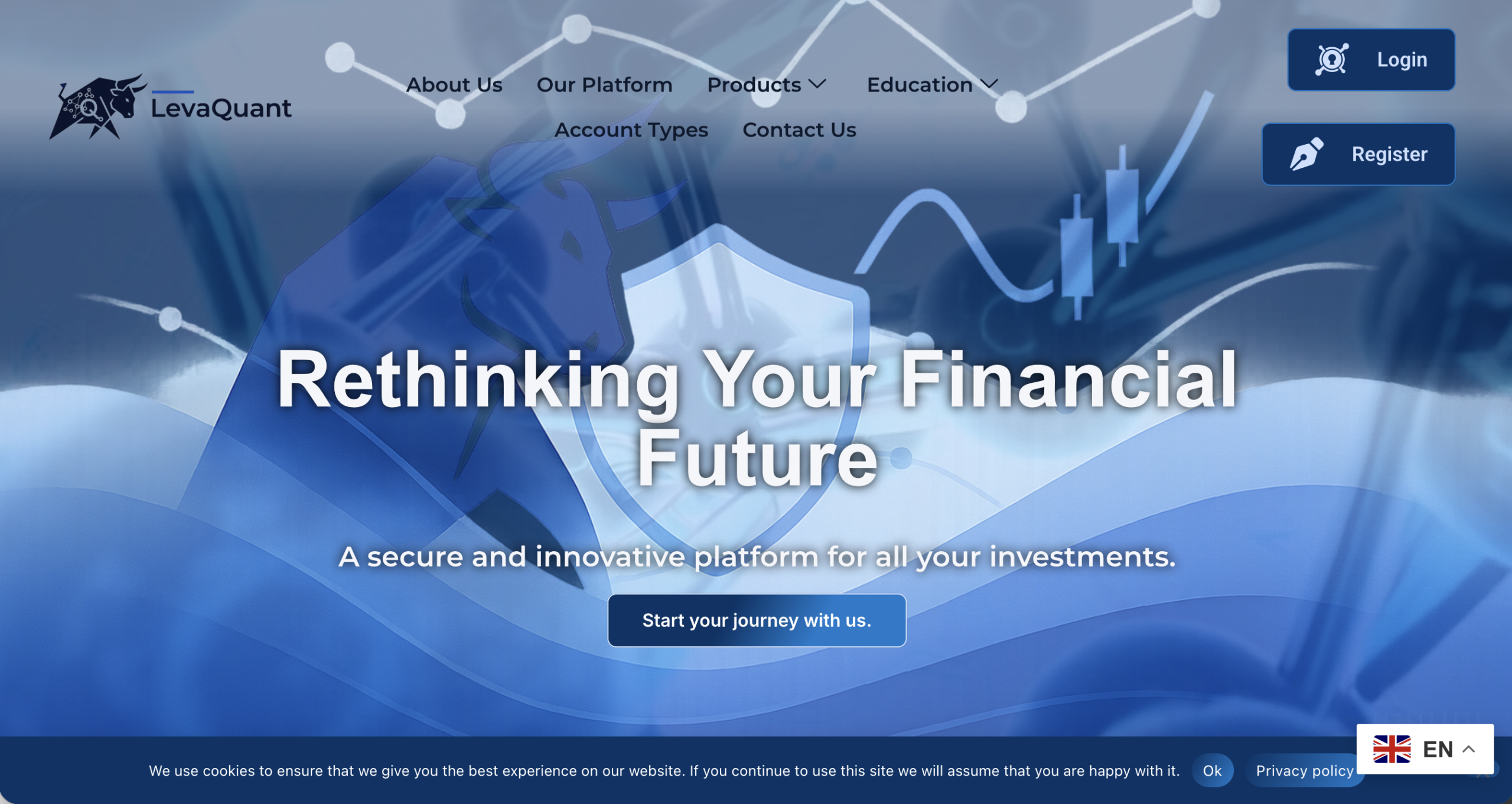 Screenshot of the fraudulent trading platform LevaQuant, showcasing its misleading marketing.