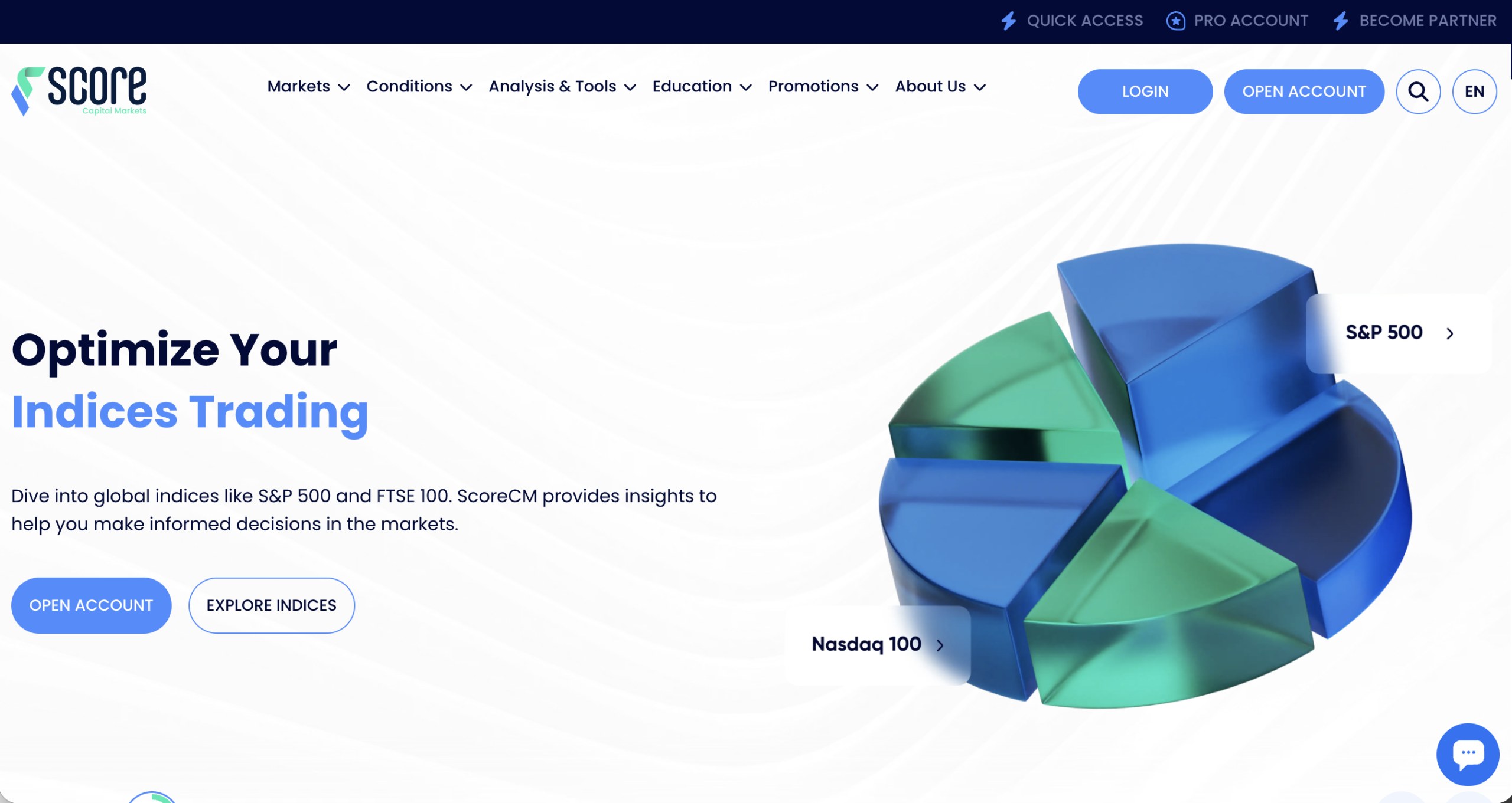 Screenshot of the fraudulent trading platform ScoreCM, showcasing its misleading marketing.