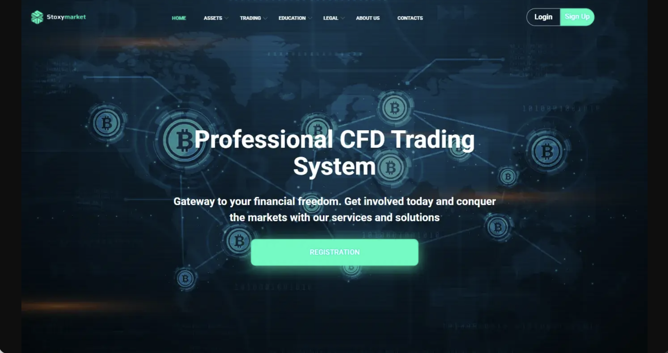 Screenshot of the fraudulent trading platform Stoxymarket, showcasing its misleading marketing.