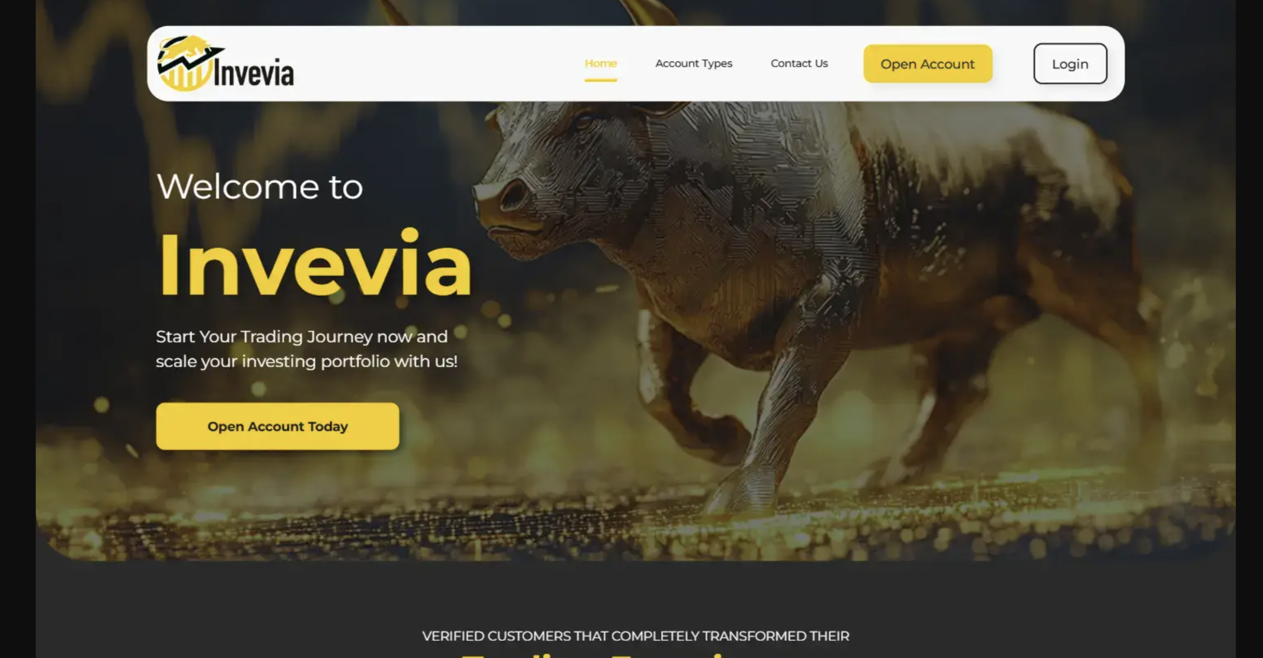 Screenshot of the fraudulent trading platform Invevia, showcasing its misleading marketing.