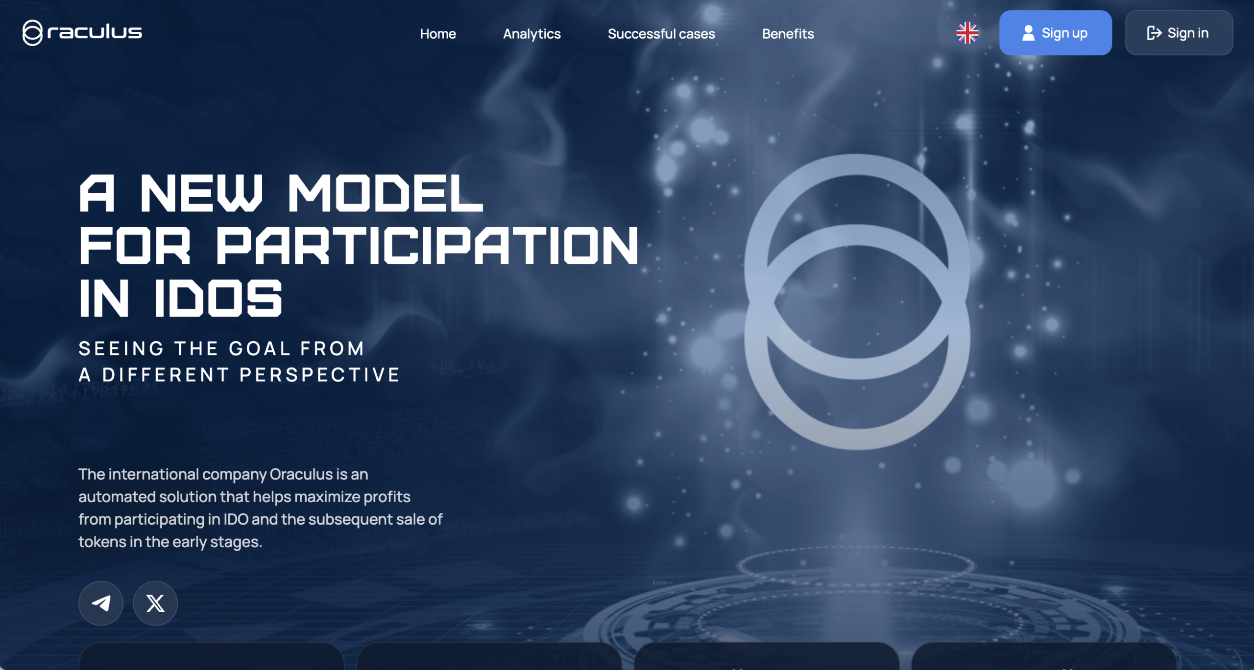 Screenshot of the fraudulent trading platform Oraculus, showcasing its misleading marketing.