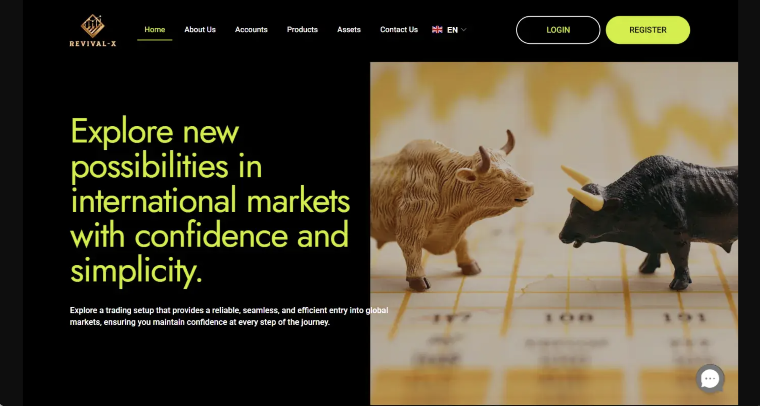 Screenshot of the fraudulent trading platform Revival X, showcasing its misleading marketing