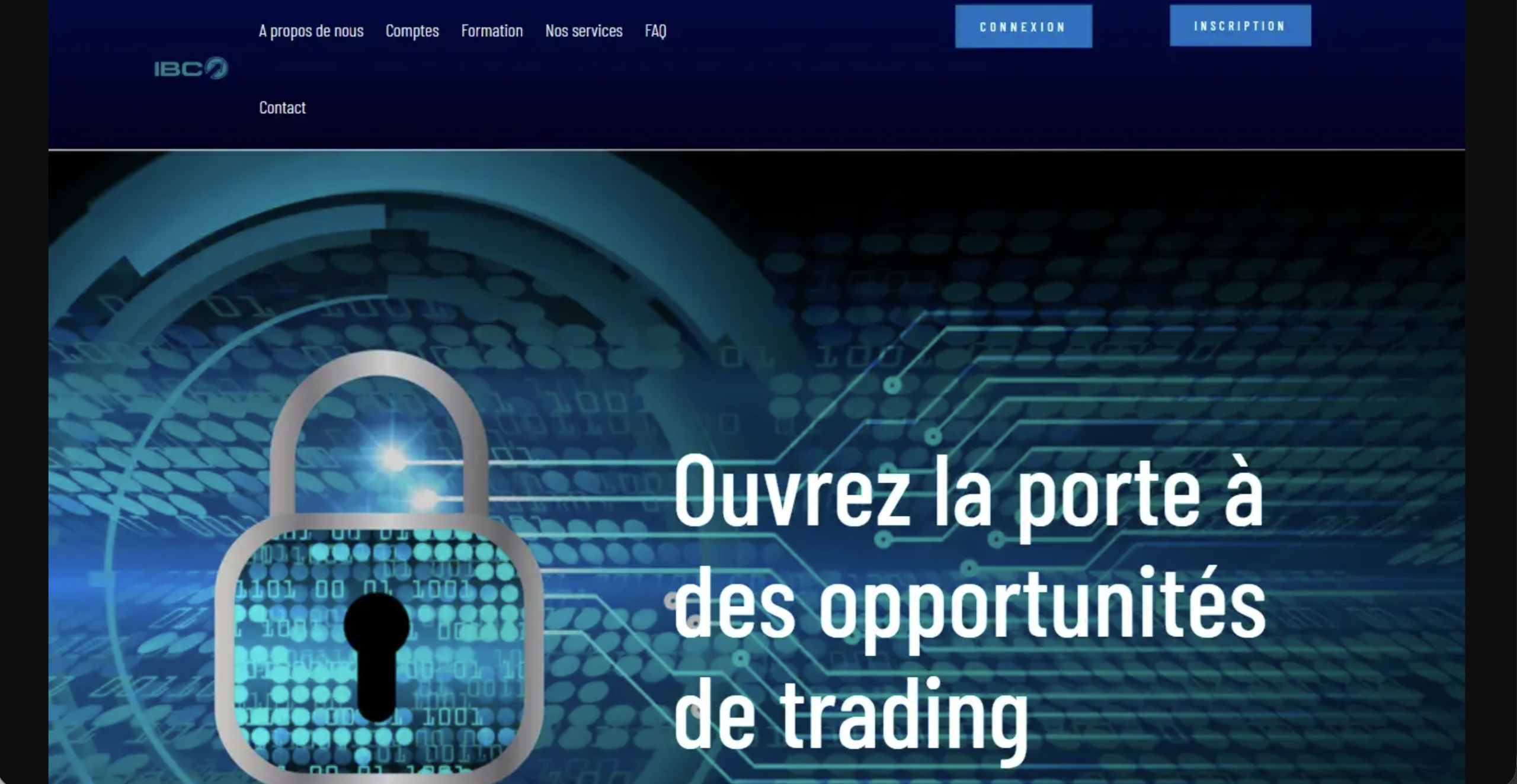 ibc-cpt.org Screenshot of the fraudulent trading platform IBC Cpt, showcasing its misleading marketing.