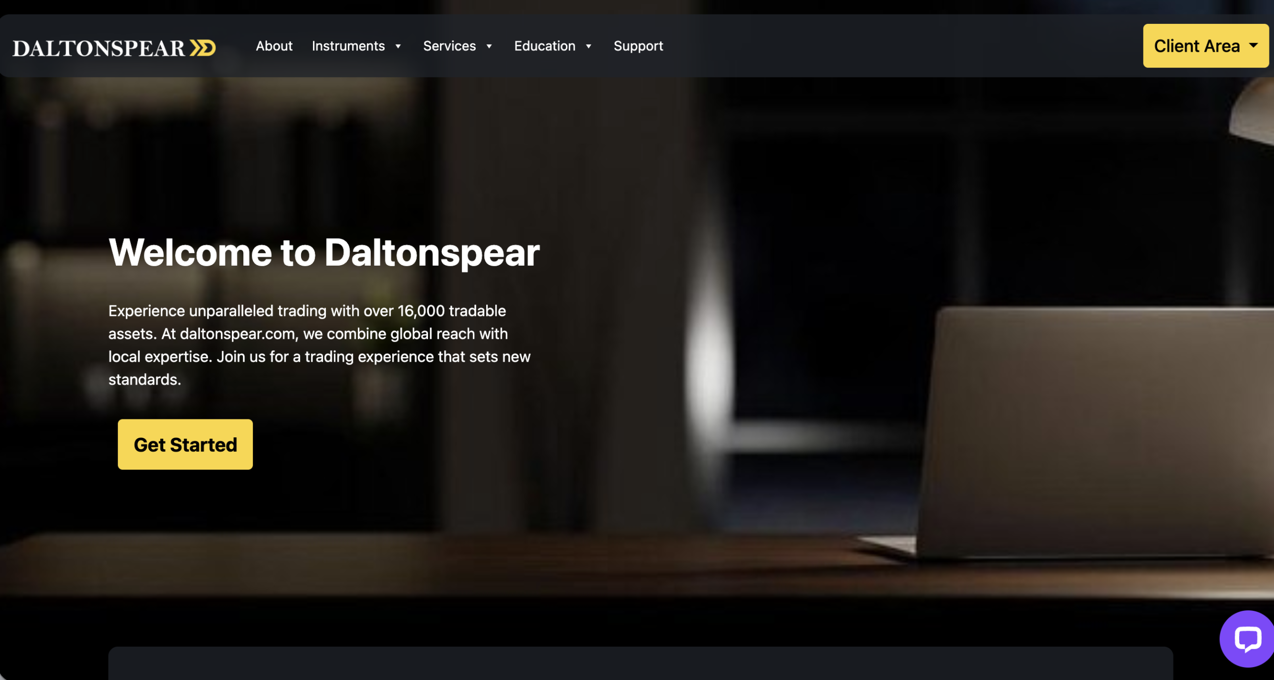 Screenshot of the fraudulent trading platform Dalton Spear, showcasing its misleading marketing.
