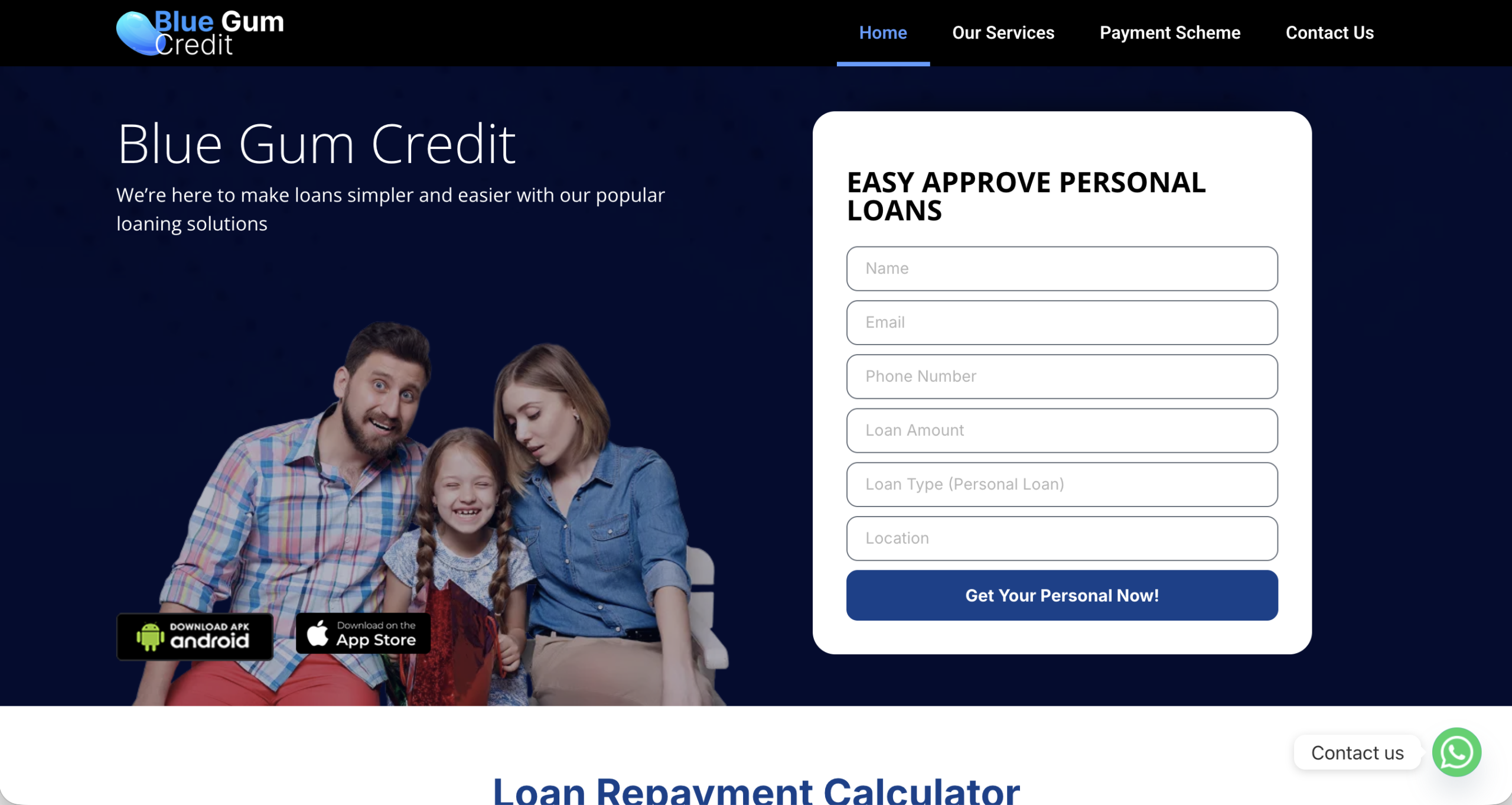 Screenshot of the fraudulent trading platform Blue Gum Credit, showcasing its misleading marketing.