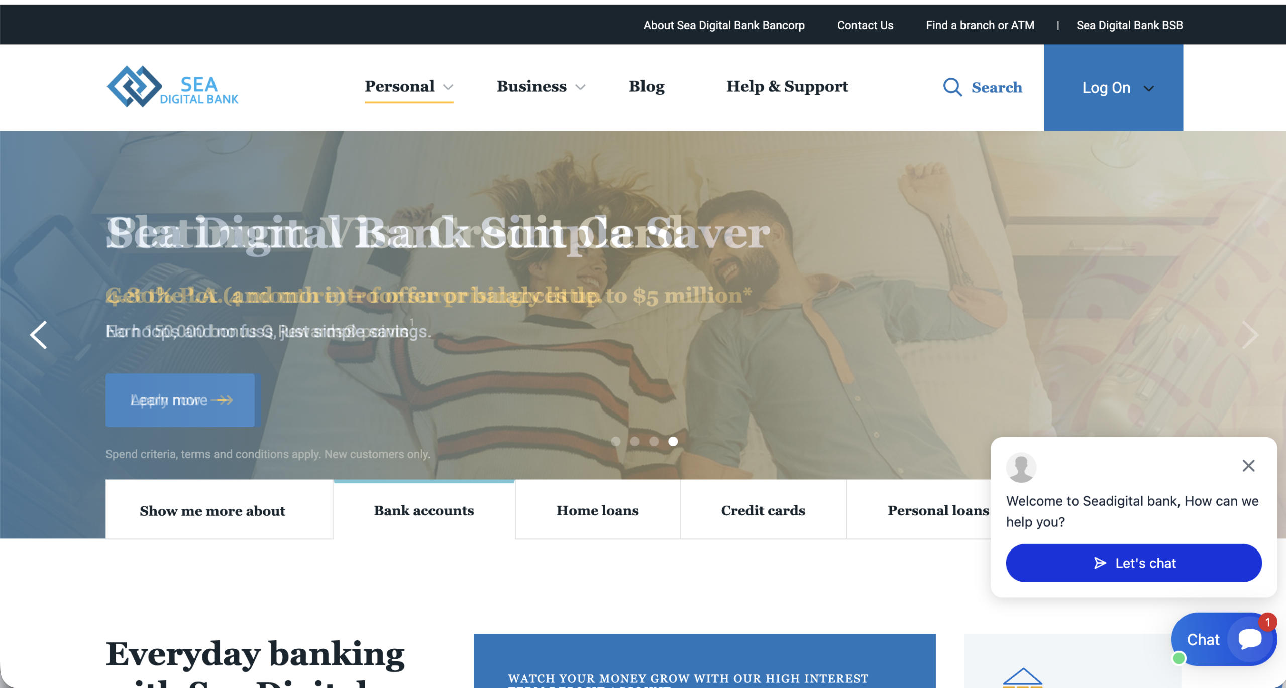 Sea Digital Bank front page review