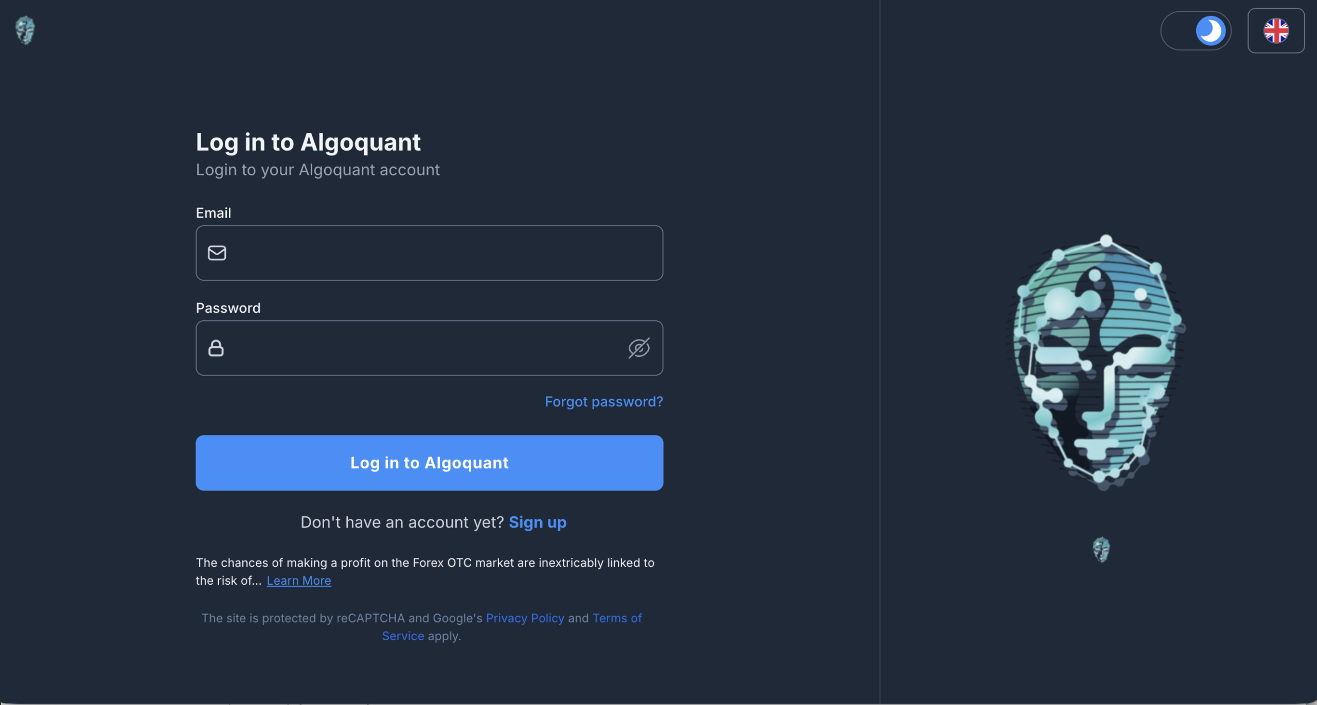 app.trade-algoquanthft.com Trade-Algo Quant website homepage screenshot