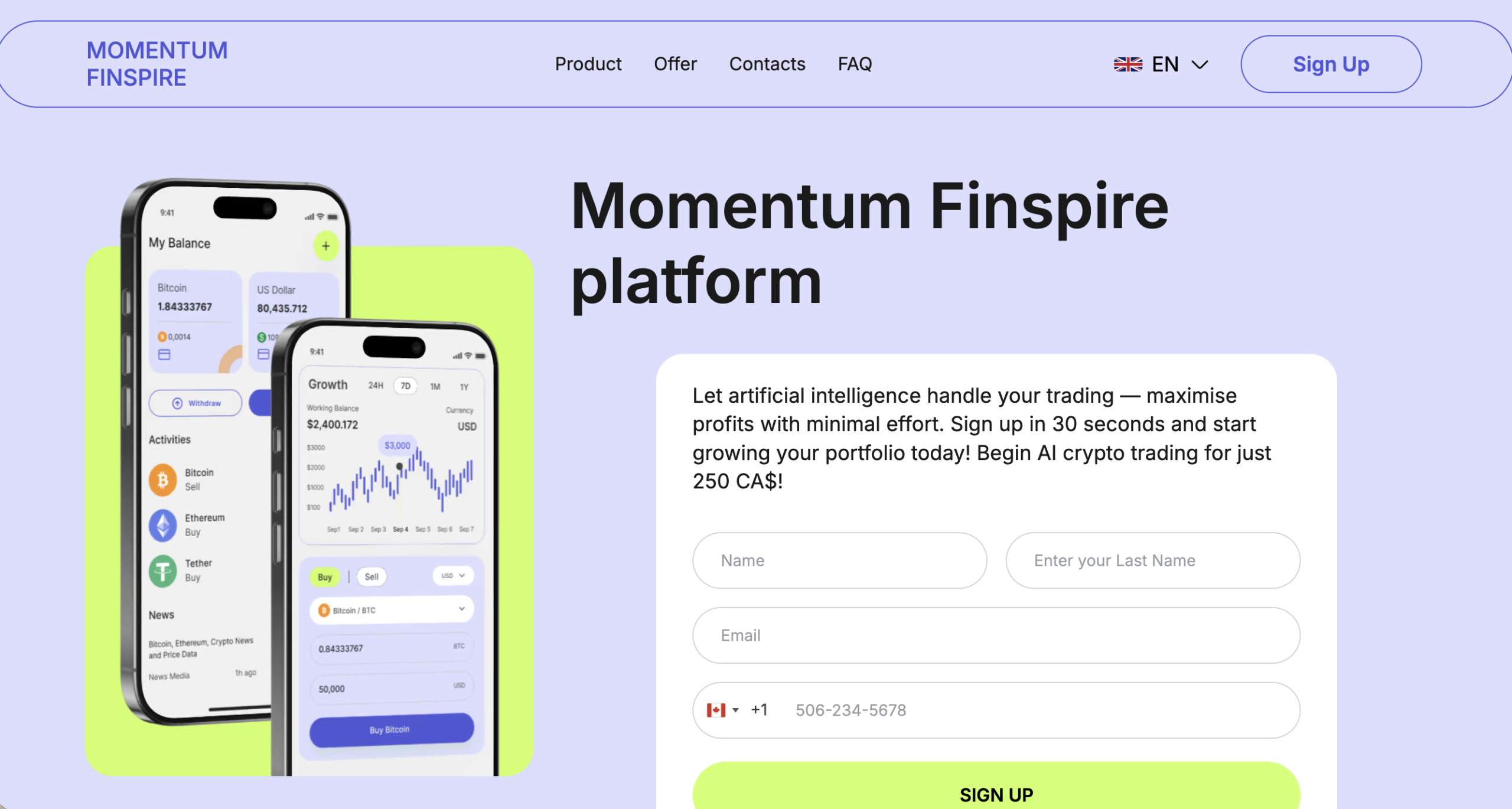 Momentum Finspire home page review