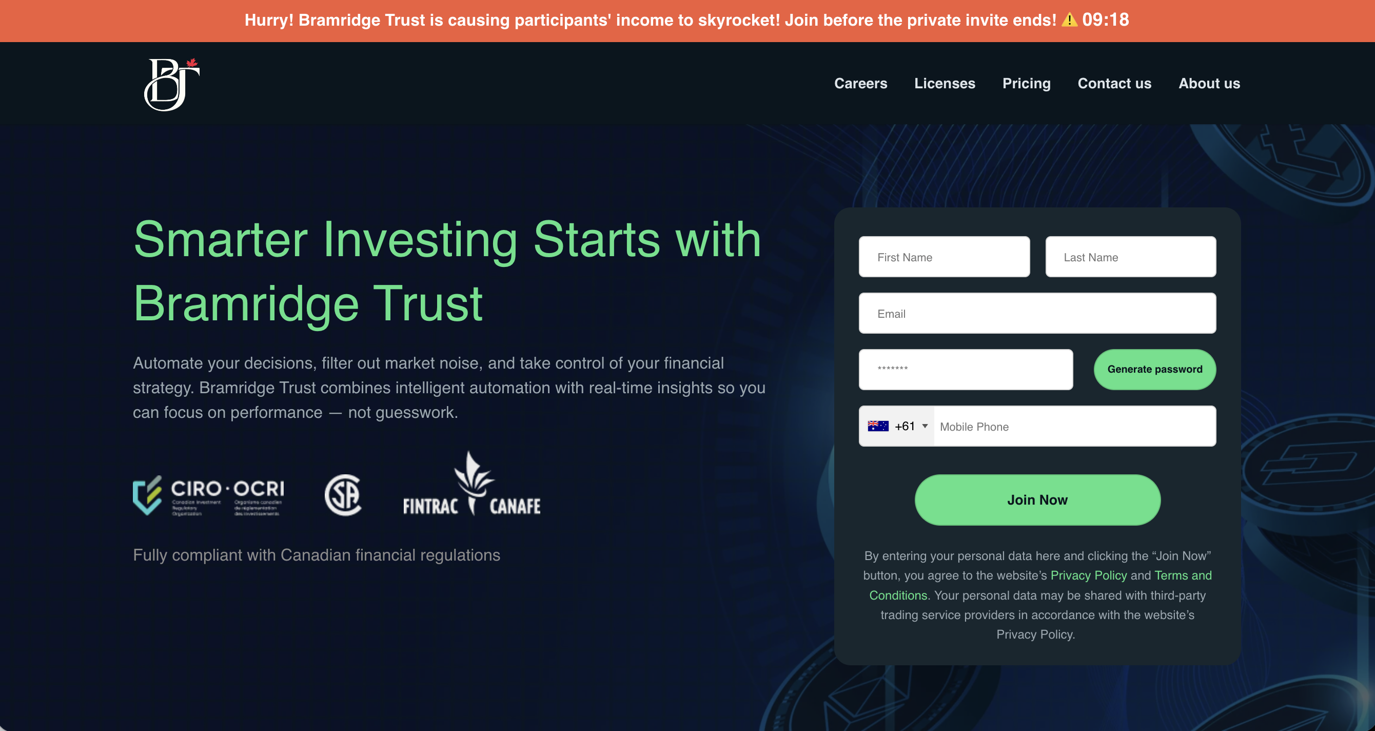 Bramridge Trust scam page review